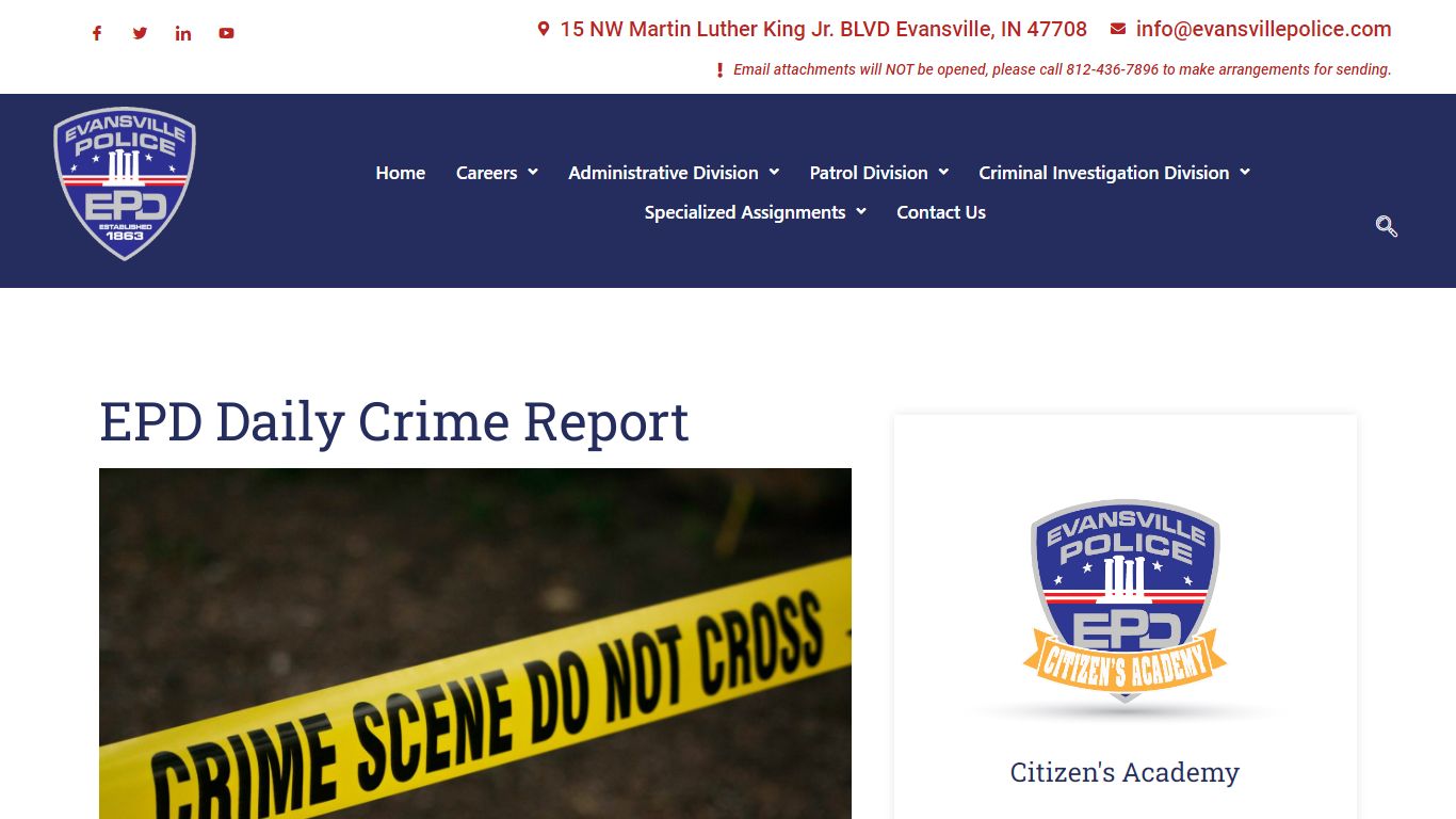 EPD Daily Crime Report – Evansville Police Department